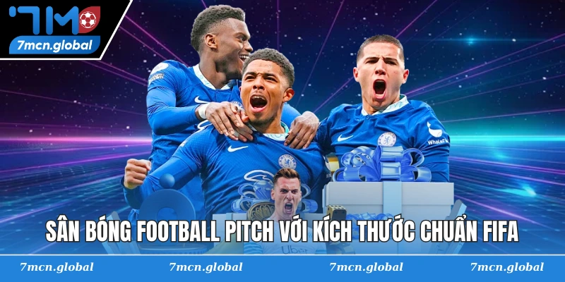 Sân bóng football pitch với kích thước chuẩn FIFA